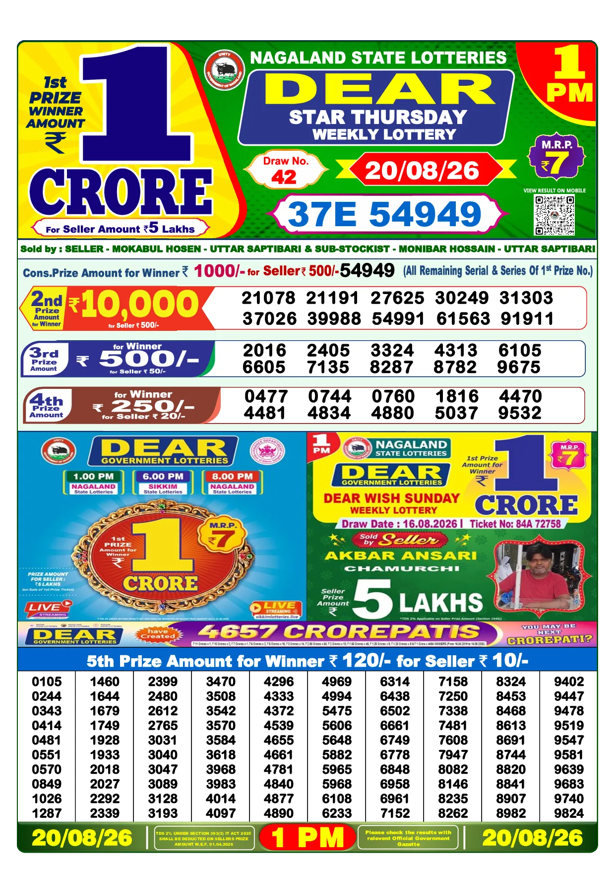 Result 1:00 PM Draw Result