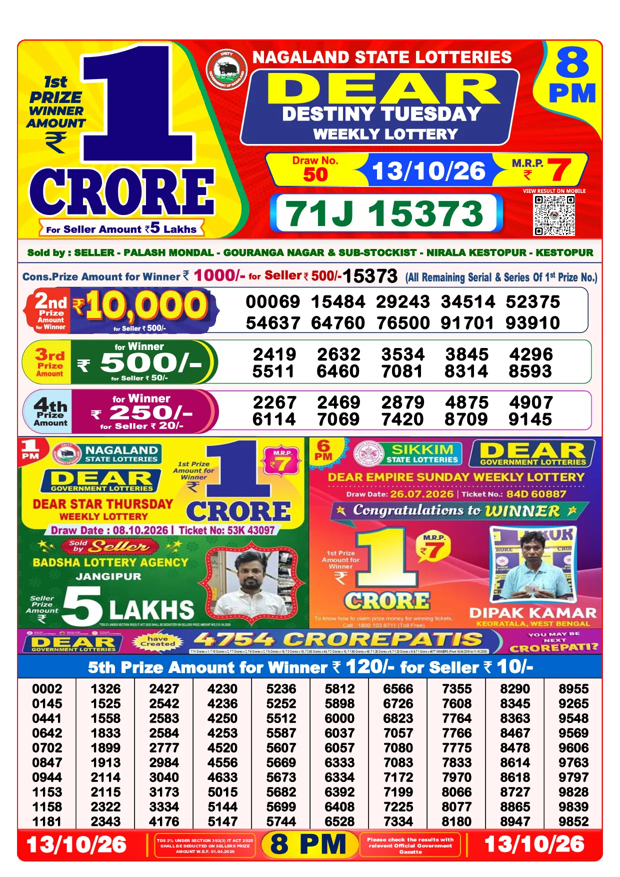 Result 8:00 PM Draw Result