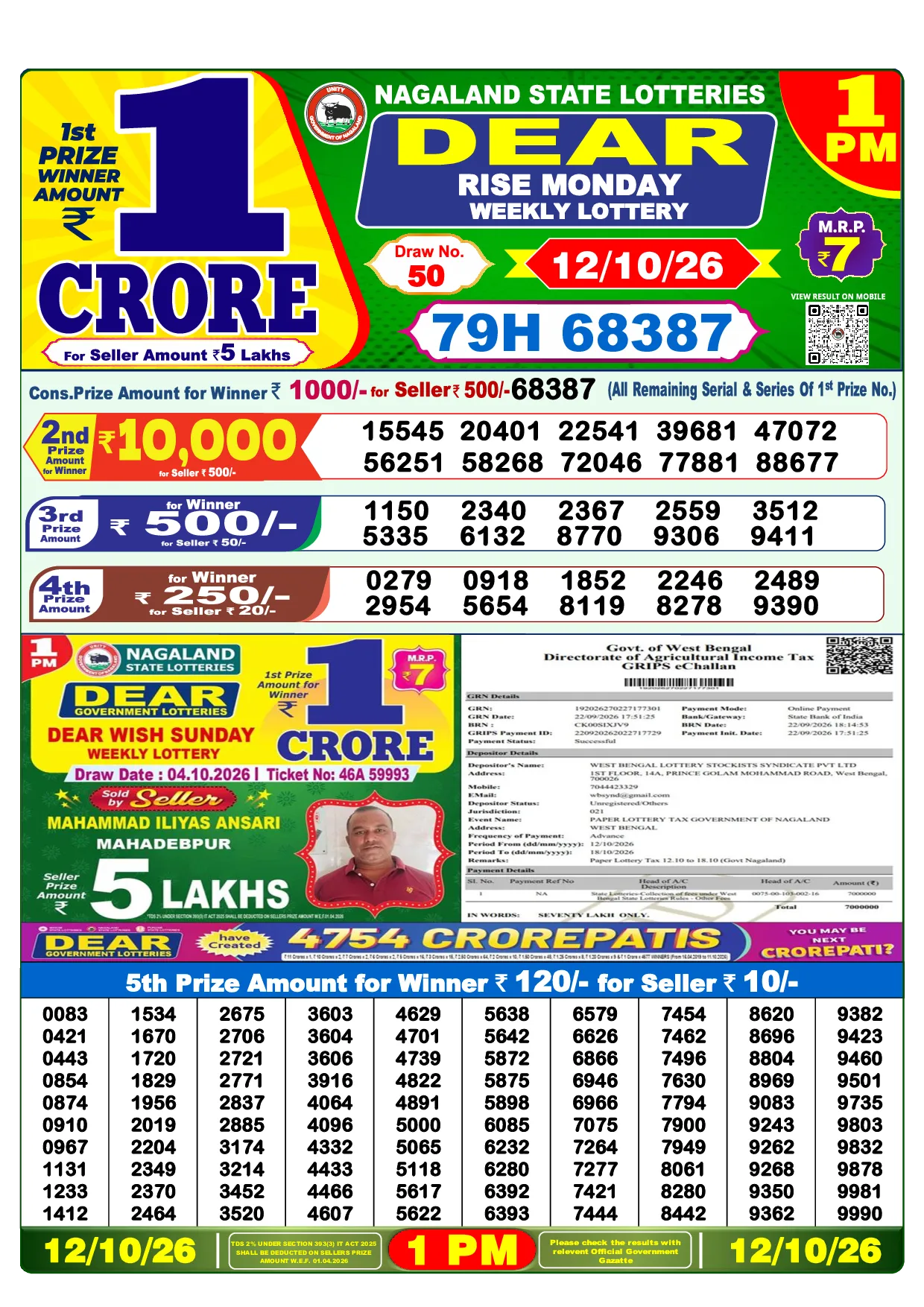 Result 1:00 PM Draw Result