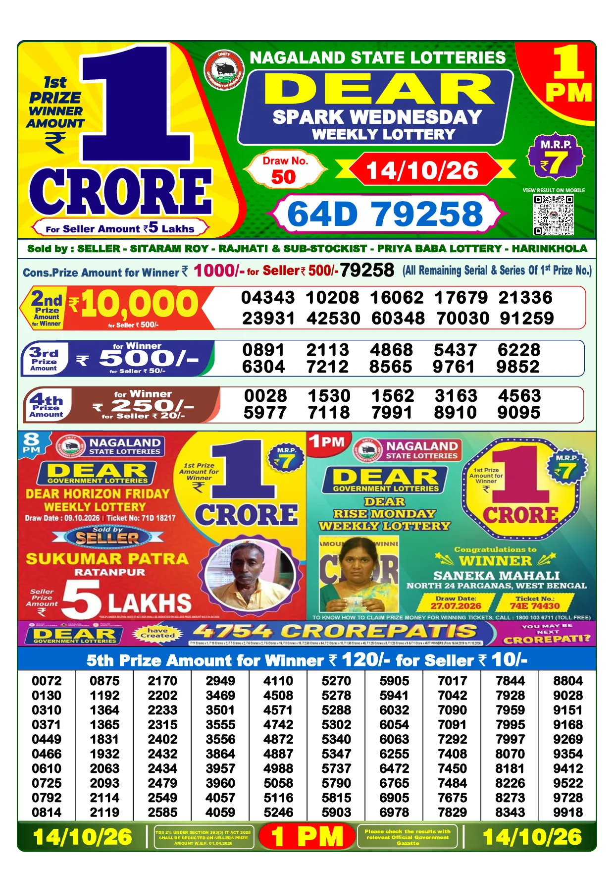 Result 1:00 PM Draw Result